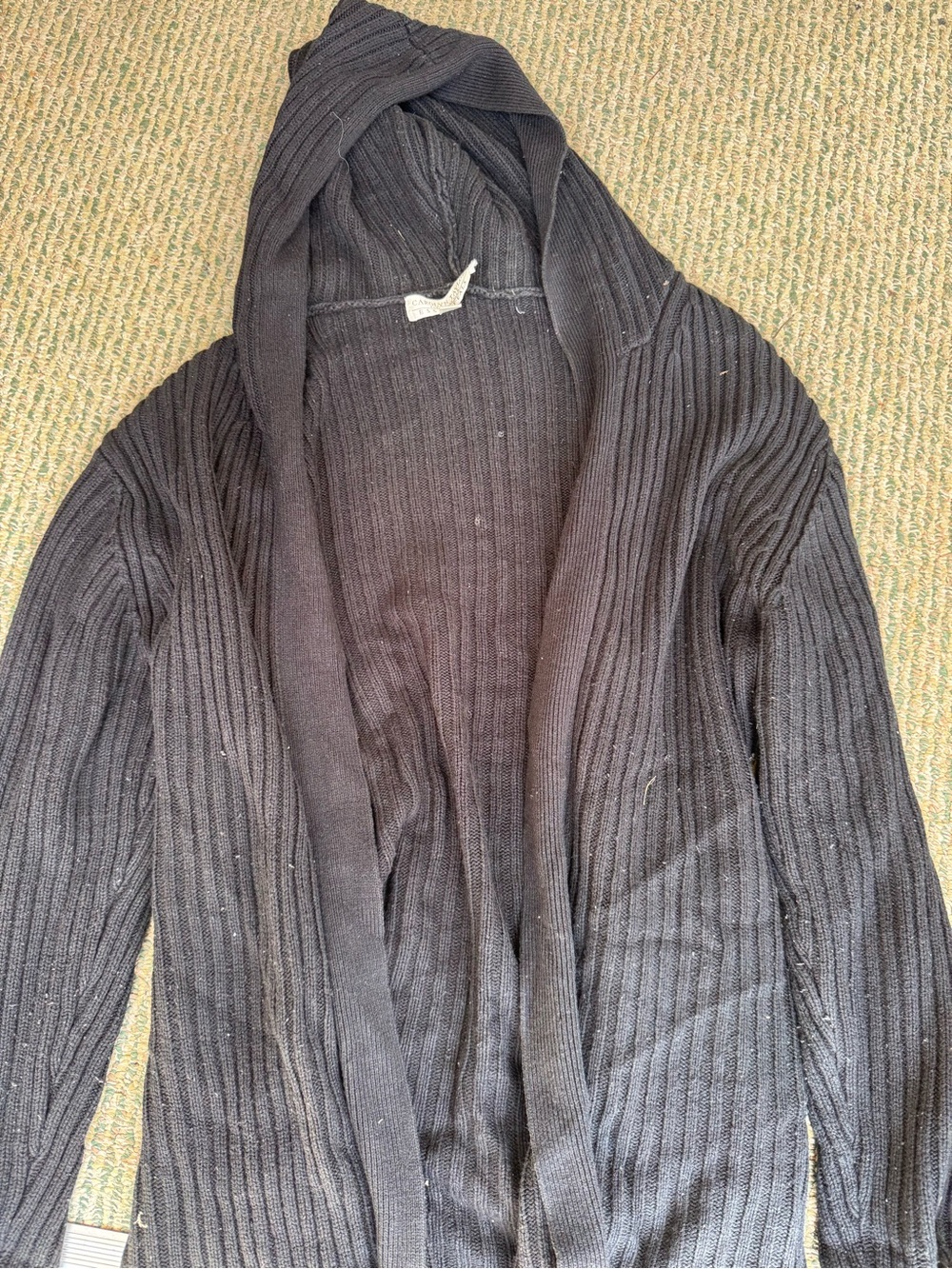 Carolyn Taylor Charcoal Ribbed Hooded Open Cardigan